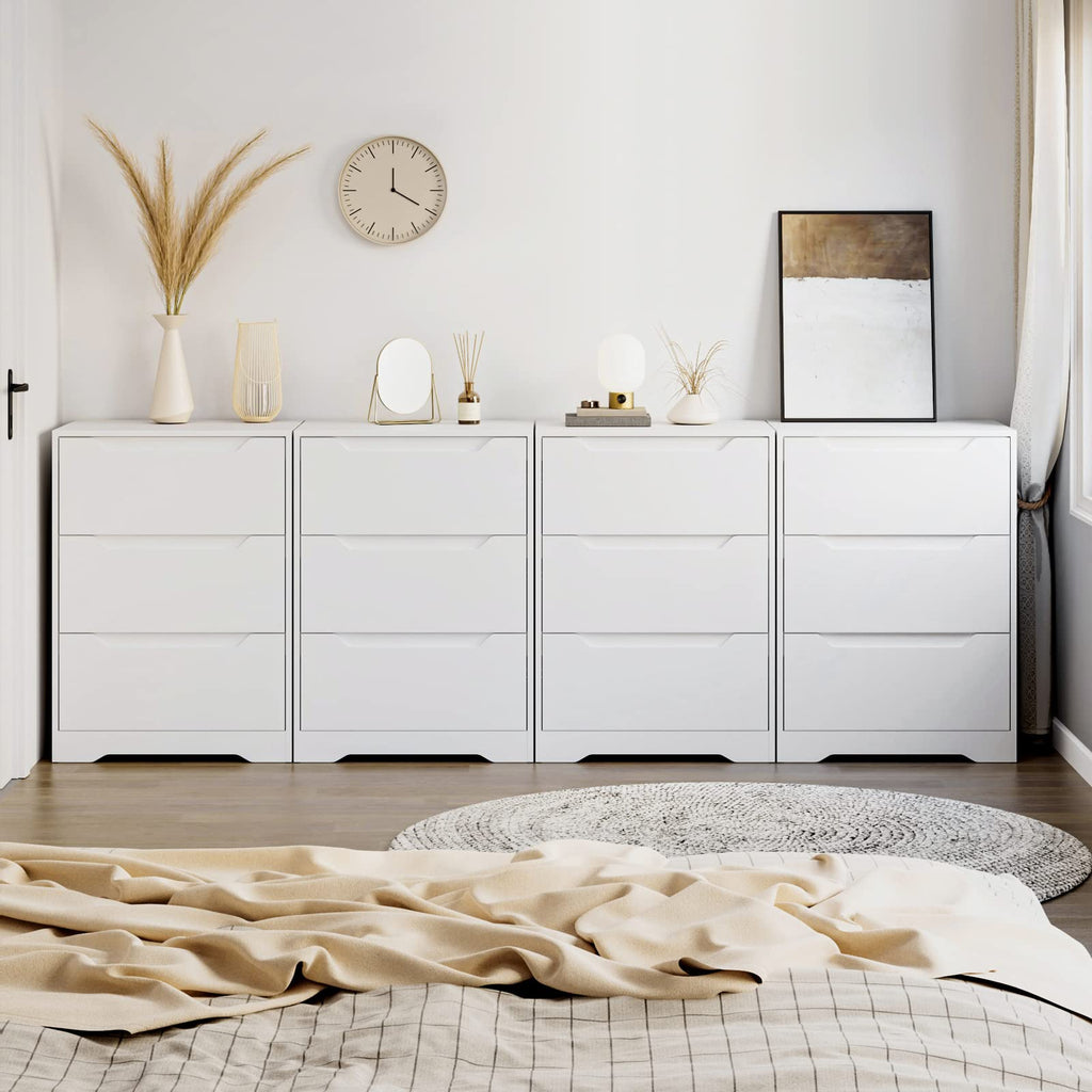 White 3 Drawer Wood Dresser E6139