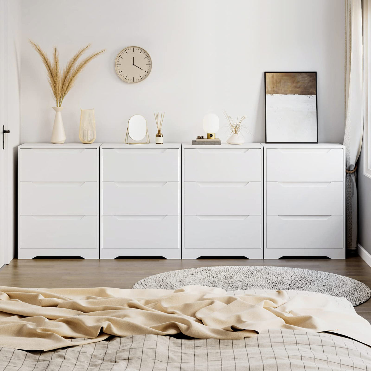 White 3 Drawer Wood Dresser E6139