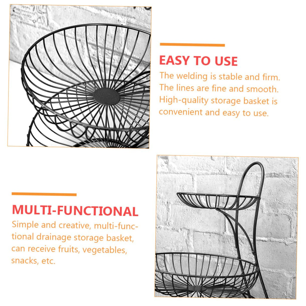 Black 3-Tier Iron Fruit Basket D130