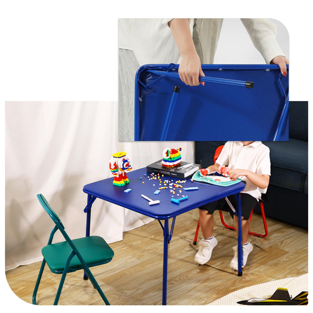 Kids Folding Square Table with Vinyl Padded Top, Blue O92179