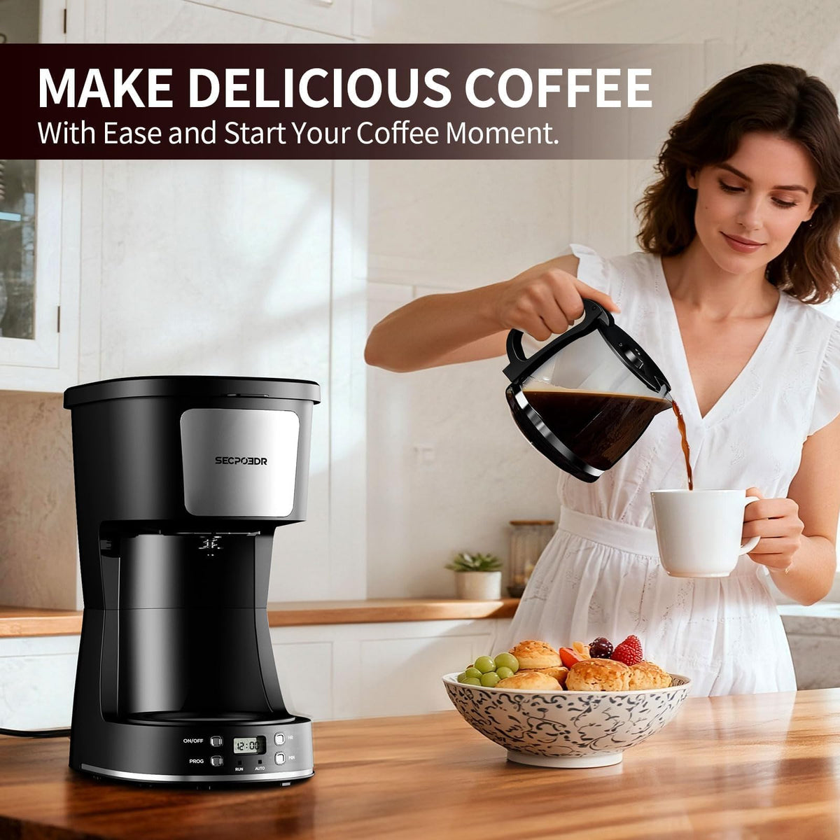 12 Cup Programmable Coffee Maker with Reusable Filter X4924