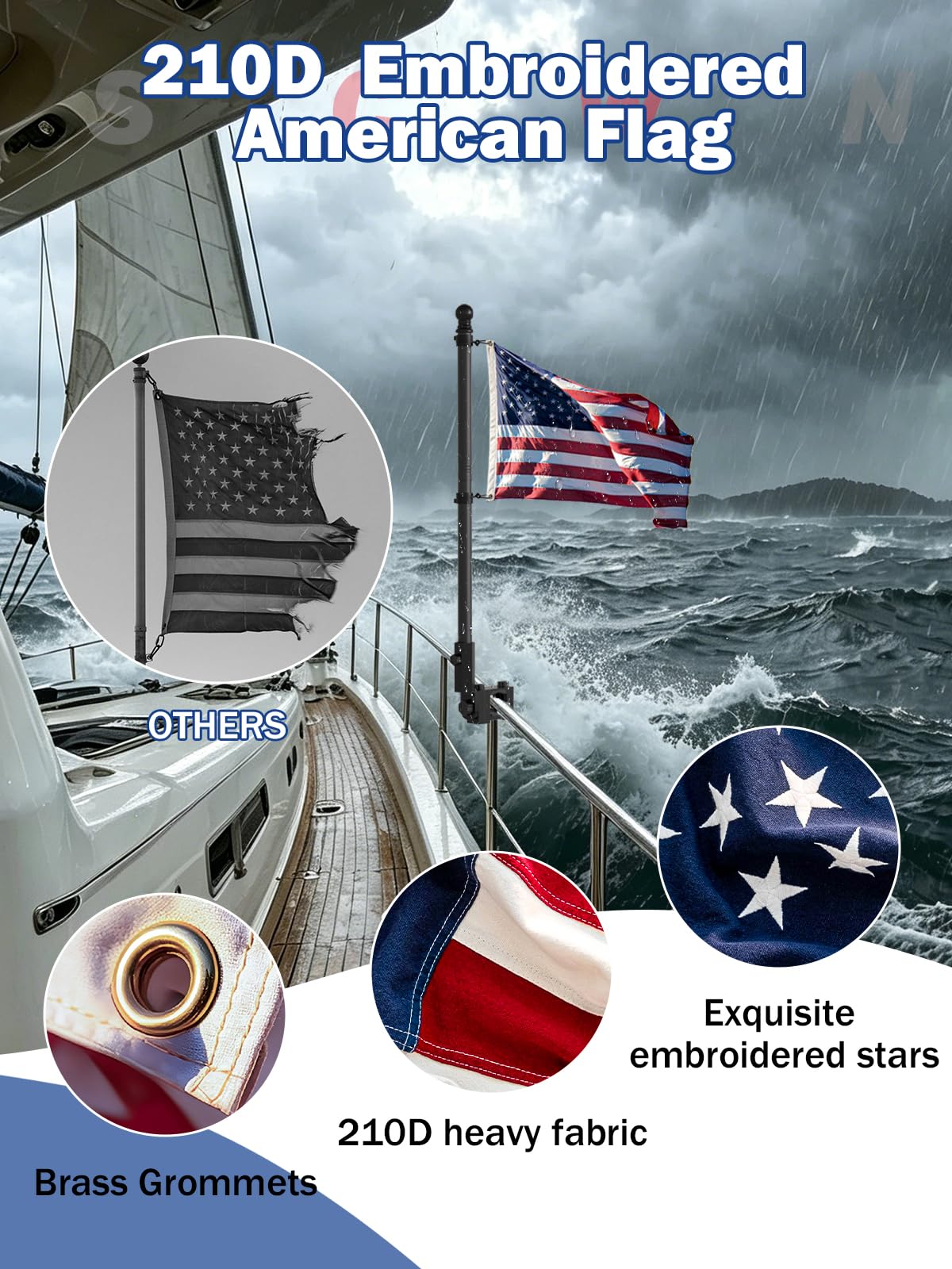 2.5FT Stainless Steel Boat Flag Pole Kit M877987