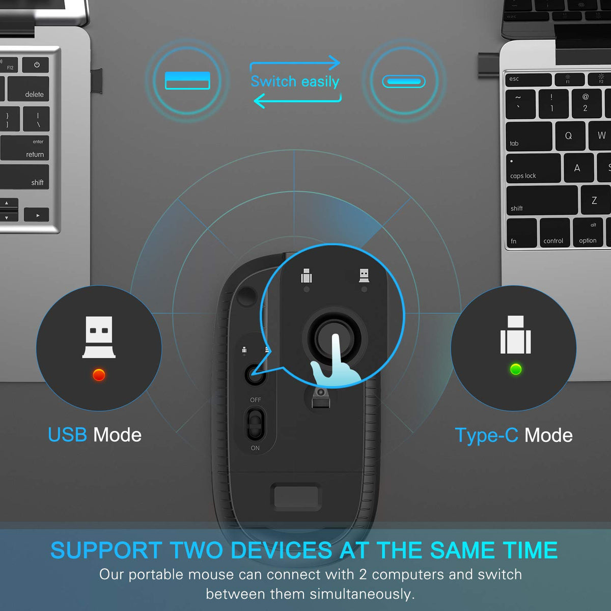 Type C Wireless Mouse, Black Y7013