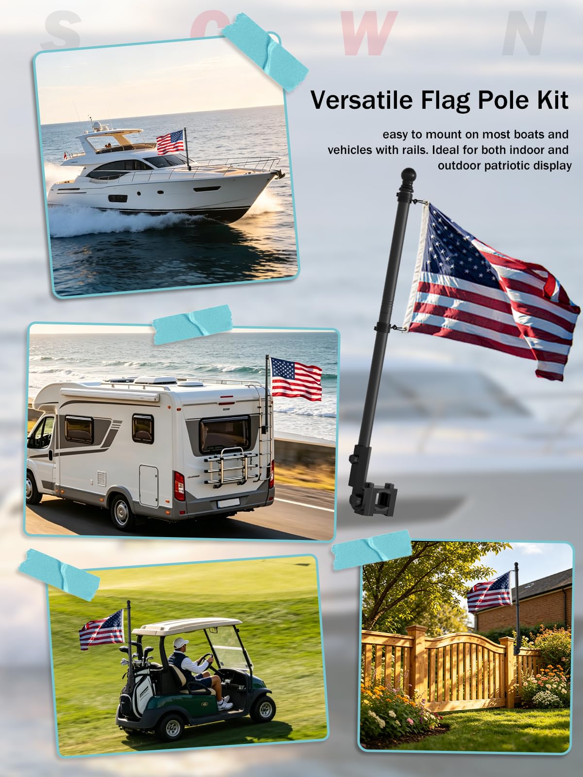 2.5FT Stainless Steel Boat Flag Pole Kit M877987