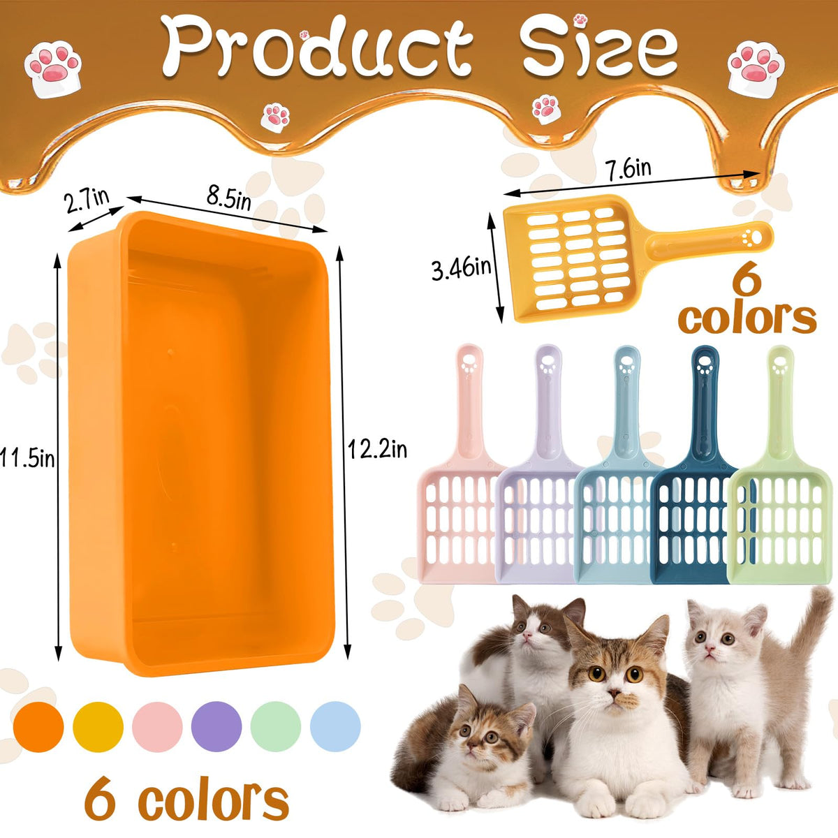 6 Pcs Plastic Kitten Litter Box Set with Scooper N645225