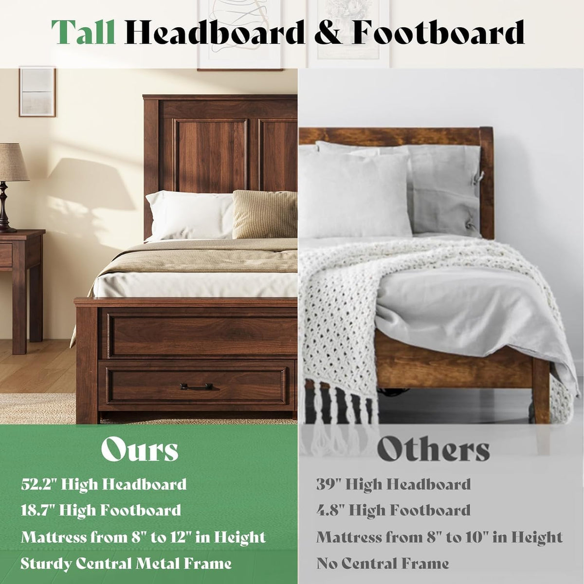 52.2" Full Size Farmhouse Bed Frame with Headboard Z219997