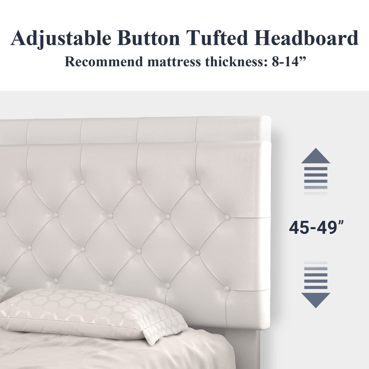 Queen Size Platform Bed Frame with Faux Leather Headboard G680682