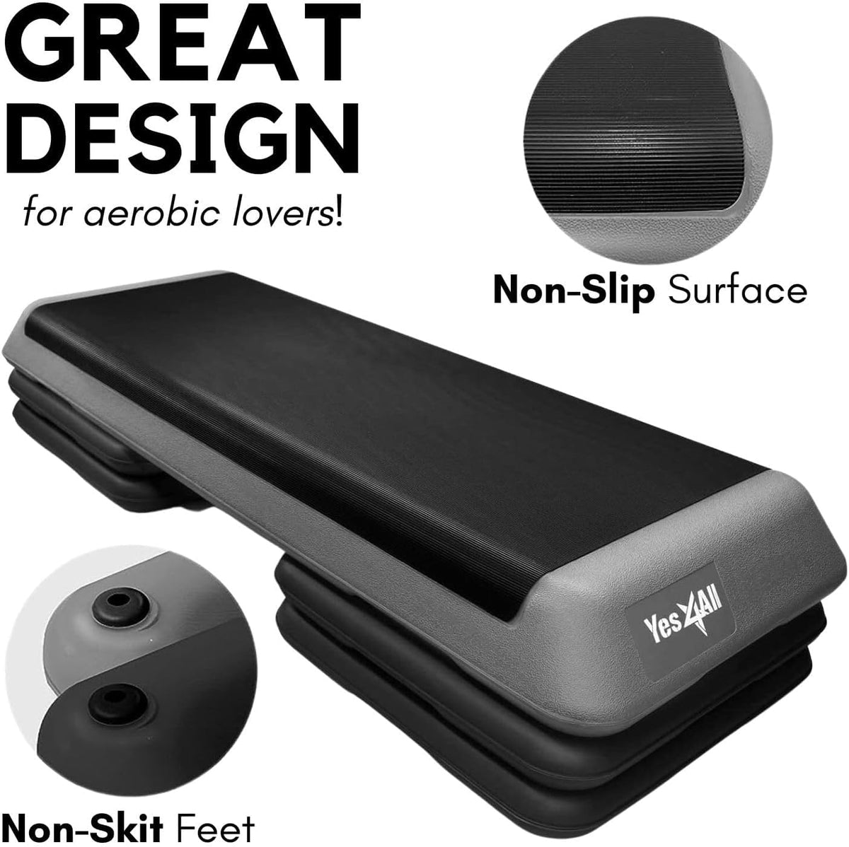 Adjustable Aerobic Exercise Step Platform with 4 Risers S7781