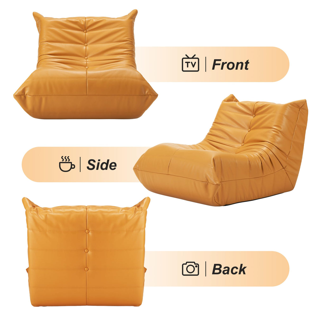 Leather Memory Foam Bean Bag Chair S84749