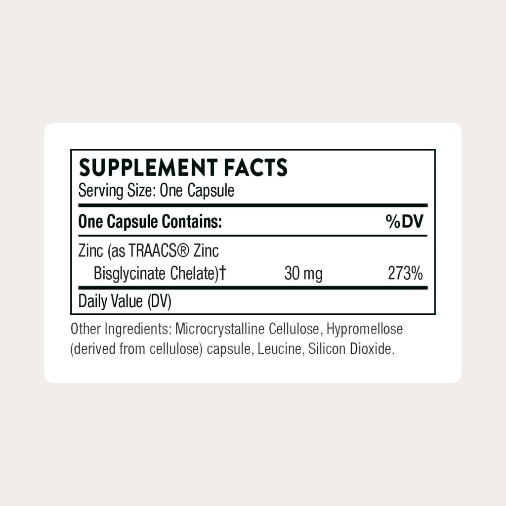 Zinc Bisglycinate 30 mg 60 Capsules I88700