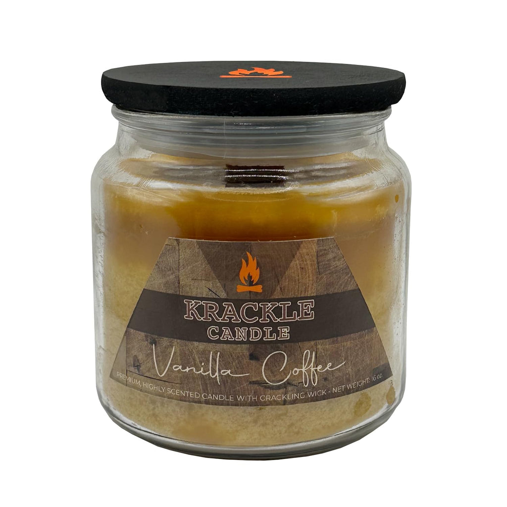 16 oz Vanilla Coffee Scented Candle with Wooden Wick K778