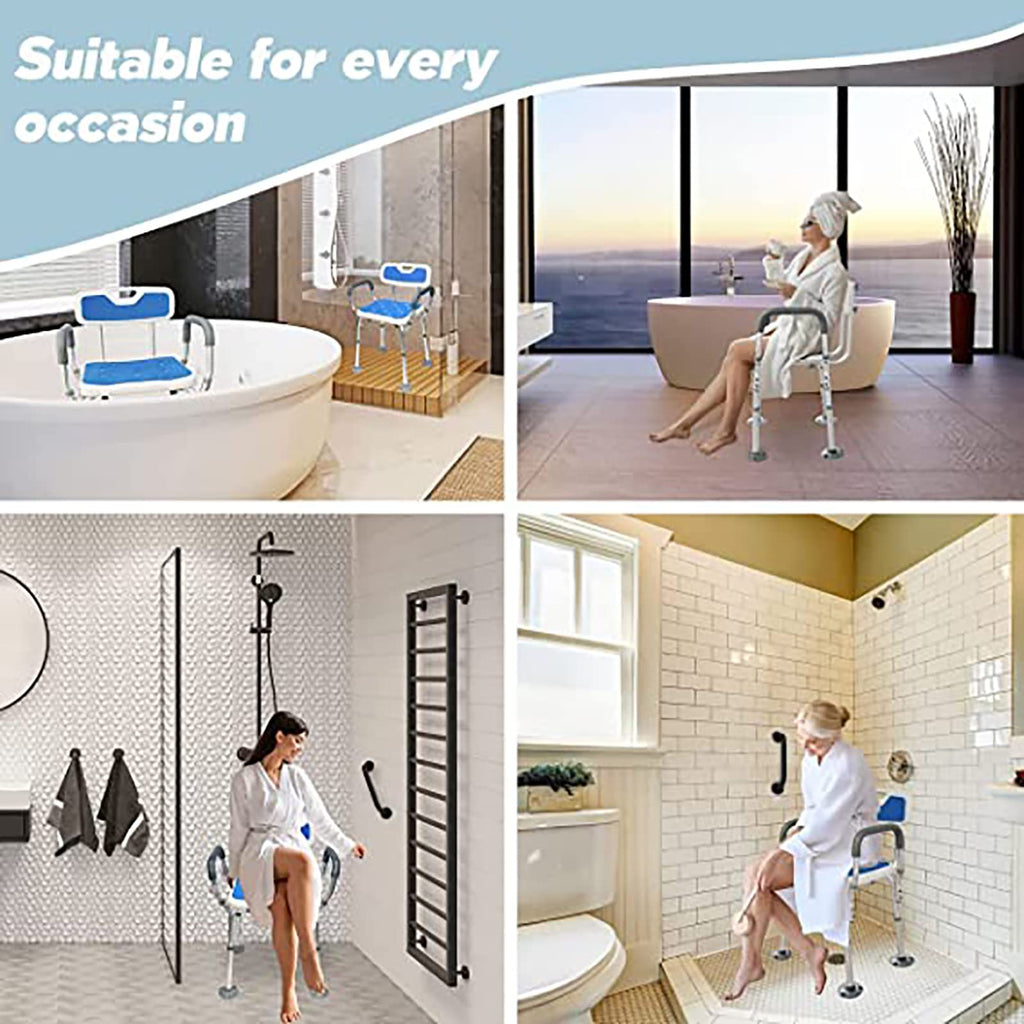 Heavy Duty White Shower Chair with Arms Back Adjustable V785