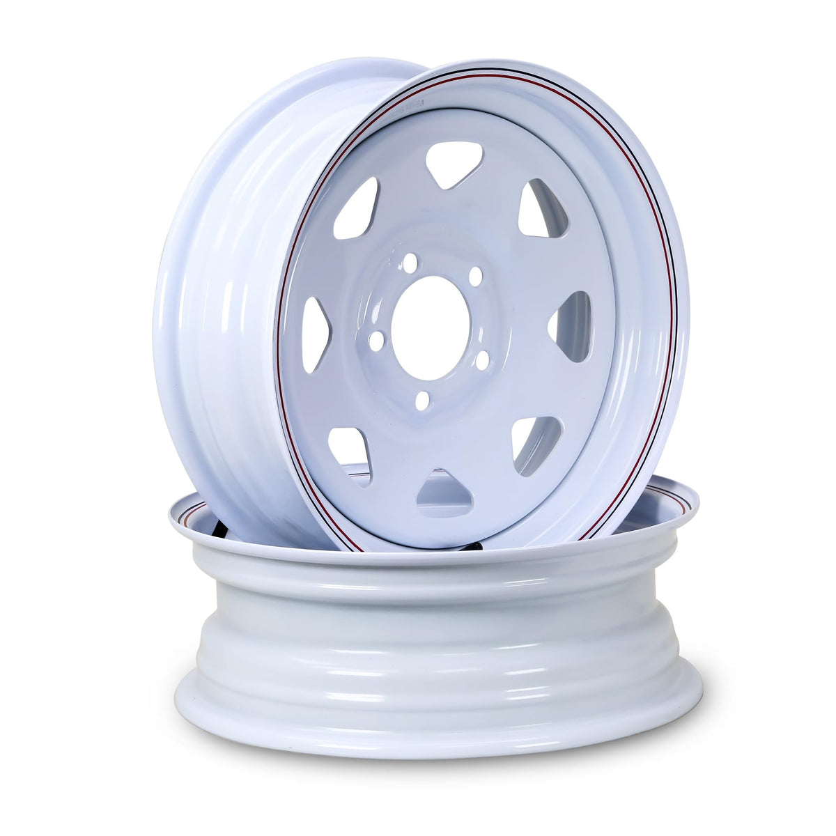 15X5 Trailer Wheel 5 Lug on 4.5" Bolt Pattern White Spoke Rim, Set 2 W66509
