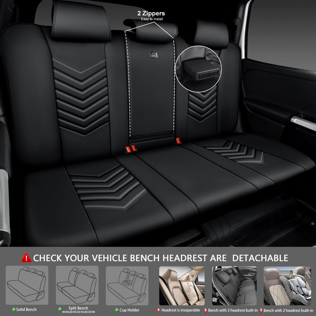 3D Foam Faux Leather Seat Covers Full Set U302890