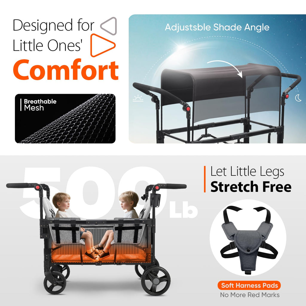 4-in-1 Wagon Stroller with Convertible Seats and Canopy B577737