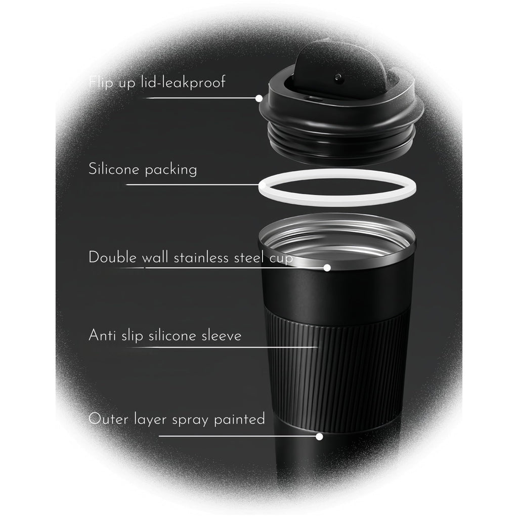 Stainless Steel Insulated Travel Coffee Mug Flip up Tumbler, Double wall Leak Proof Vacuum Cup Keep Drink Cold and Hot (Red, 17 Ounces) H422