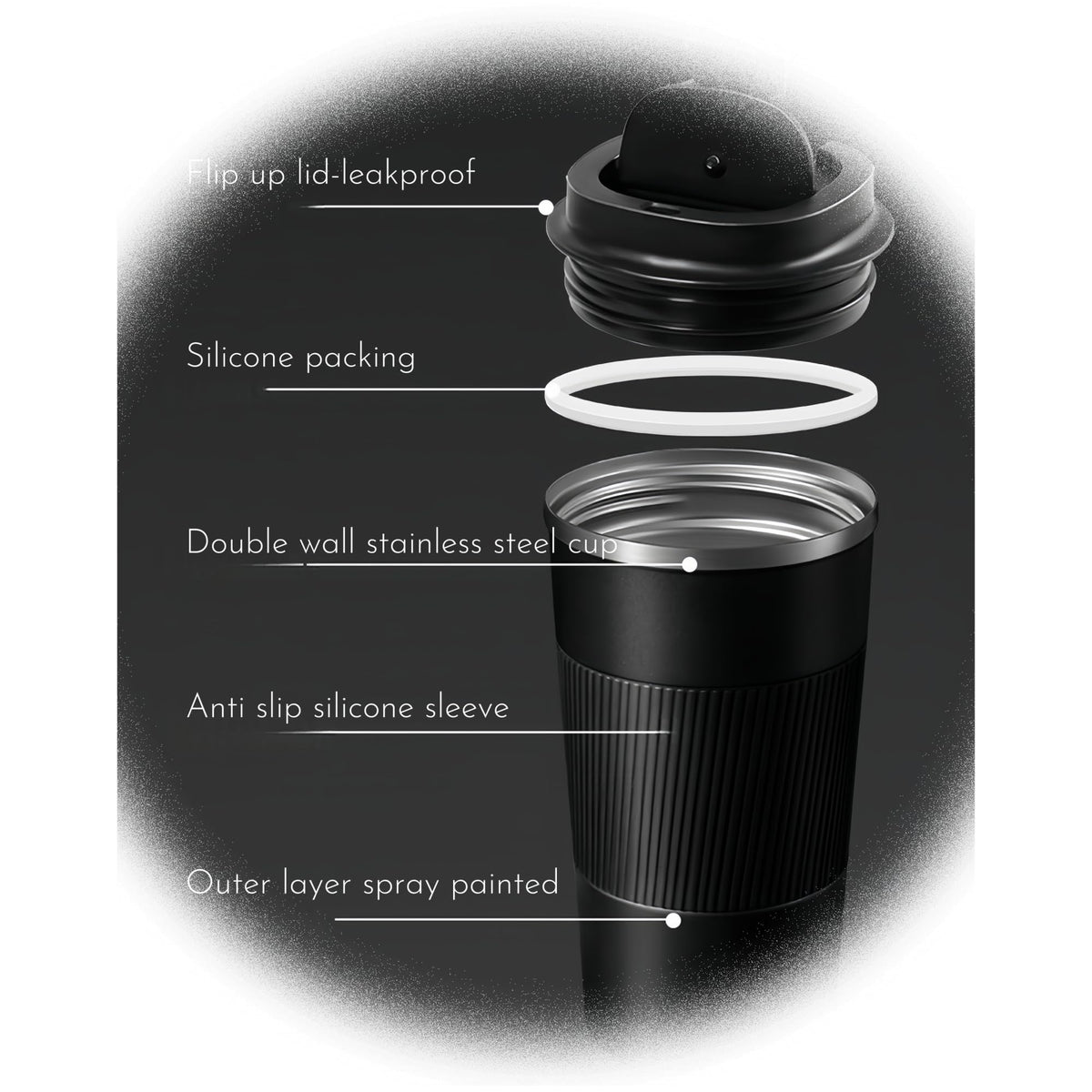 Stainless Steel Insulated Travel Coffee Mug Flip up Tumbler, Double wall Leak Proof Vacuum Cup Keep Drink Cold and Hot (Red, 17 Ounces) H422