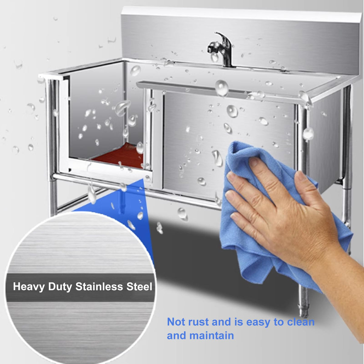Stainless Steel Dog Grooming Bathtub with Stairs I760891
