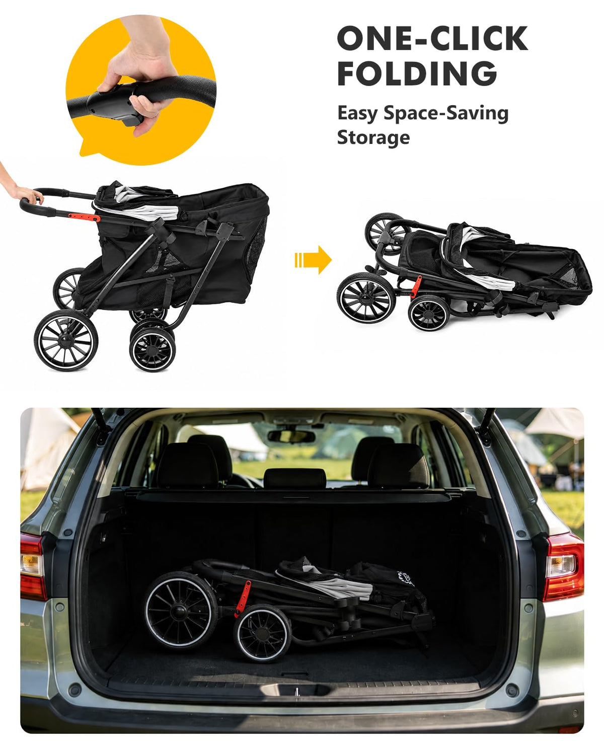 Black Foldable Dog Stroller E3510