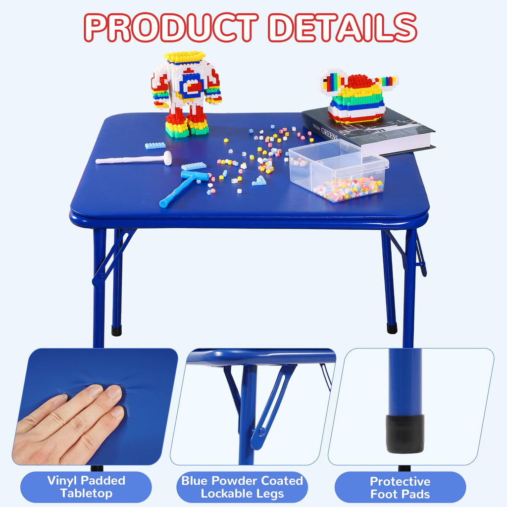 Kids Folding Square Table with Vinyl Padded Top, Blue O92179