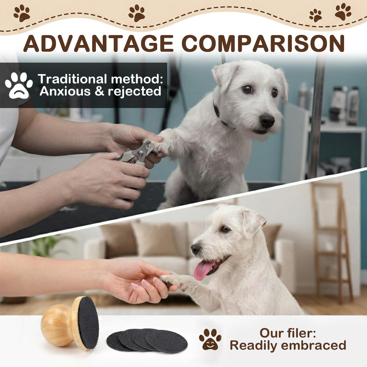 Dog Nail File Grinder Board with 4-Pack Replaceable Sandpaper Discs X59403
