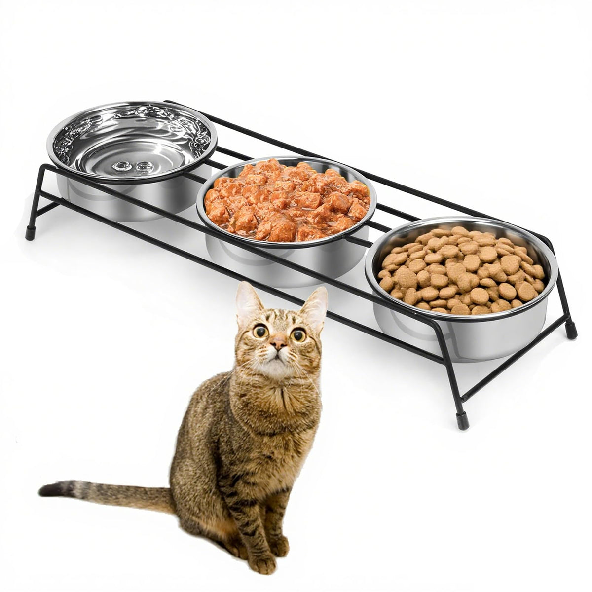 Raised Cat Bowls 3 Stainless Steel W863