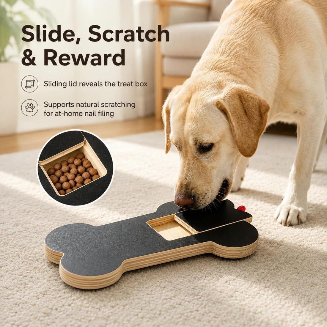 Wooden Dog Nail Scratch Board with Treat Dispenser U11087