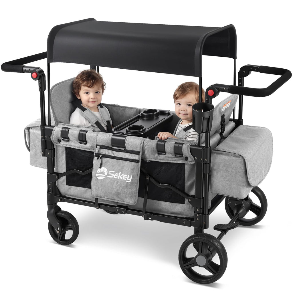 4-in-1 Wagon Stroller with Convertible Seats and Canopy B577737