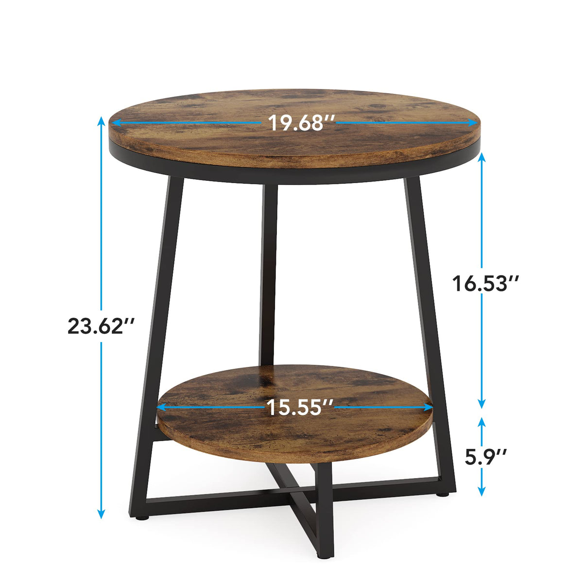 2 Tier Round End Table with Storage Shelf K177111