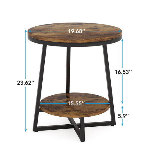 2 Tier Round End Table with Storage Shelf K177111