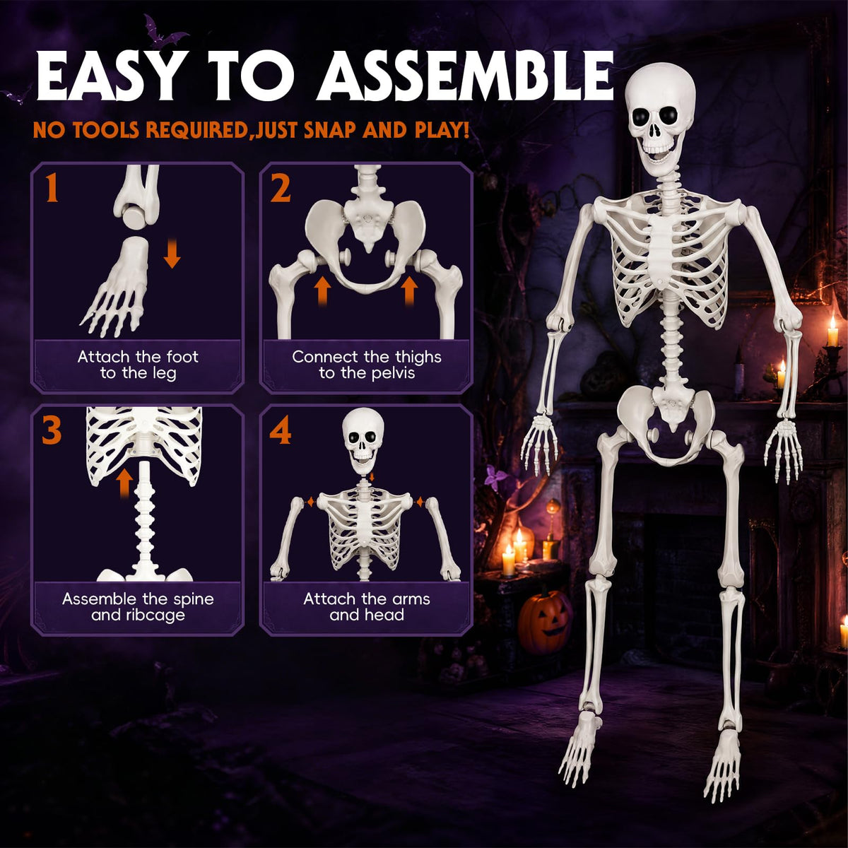 5.4 Ft Halloween Full Body Skeleton A676368