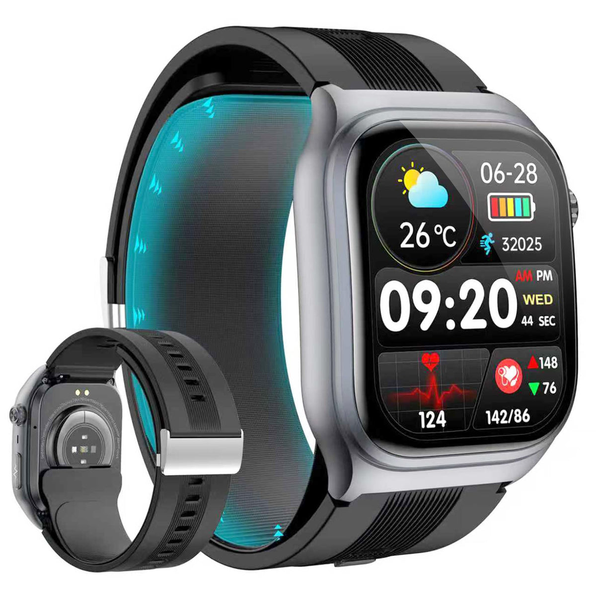 Black Blood Pressure Smart Watch Fitness Tracker R2807