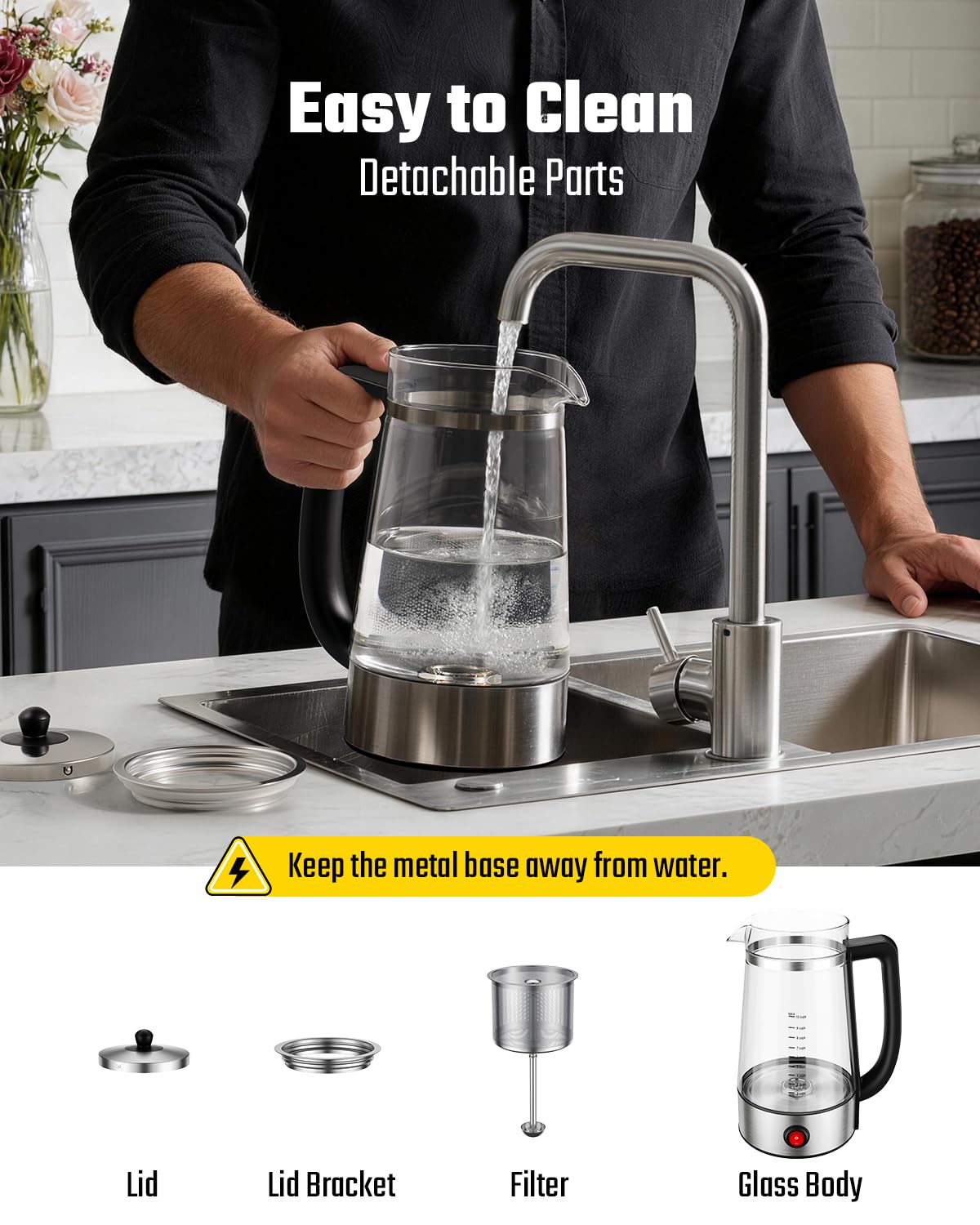 10-Cup Electric Percolator Coffee Pot with Borosilicate Carafe L8754