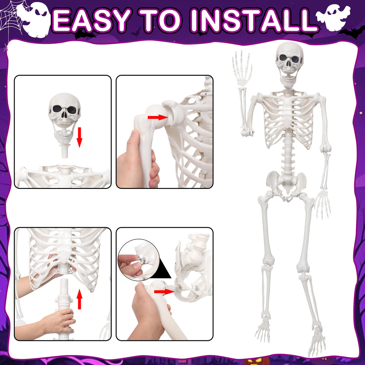5.4Ft Life Size Skeleton with Movable Joints J83612