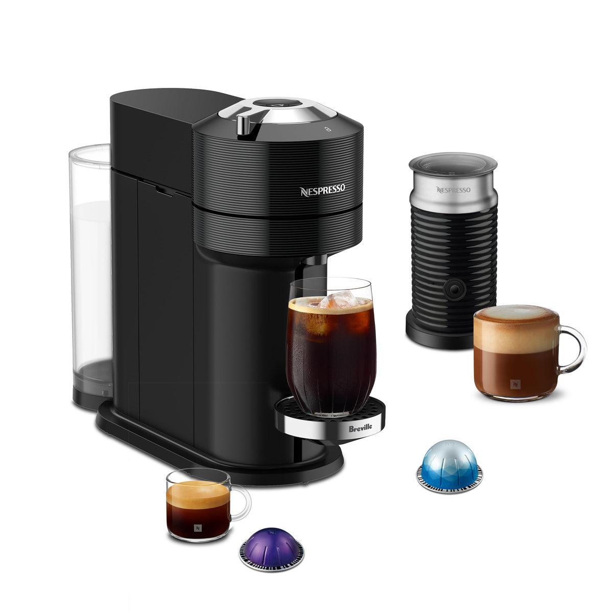 Black Coffee Machine with Milk Frother H3648