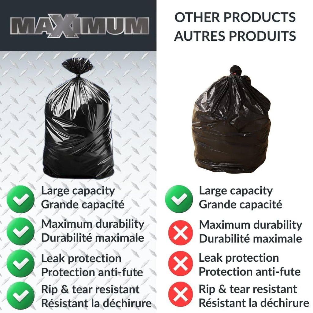 Heavy Duty 42-Gallon 3 Mil Black Garbage Bags 32 Counts I72031