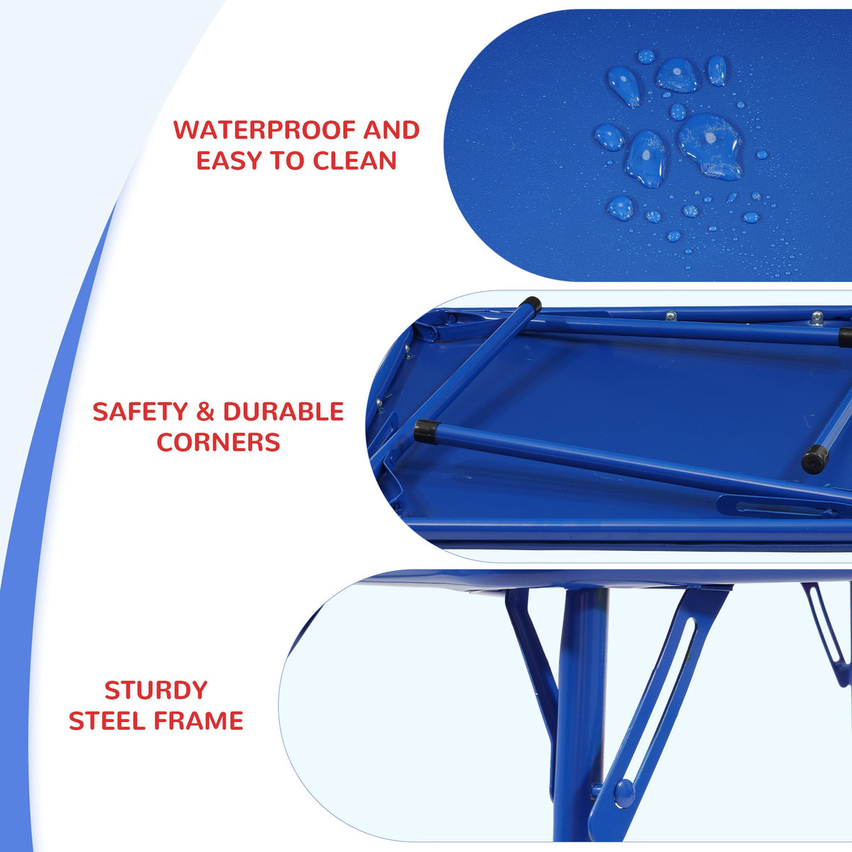 Kids Folding Square Table with Vinyl Padded Top, Blue O92179