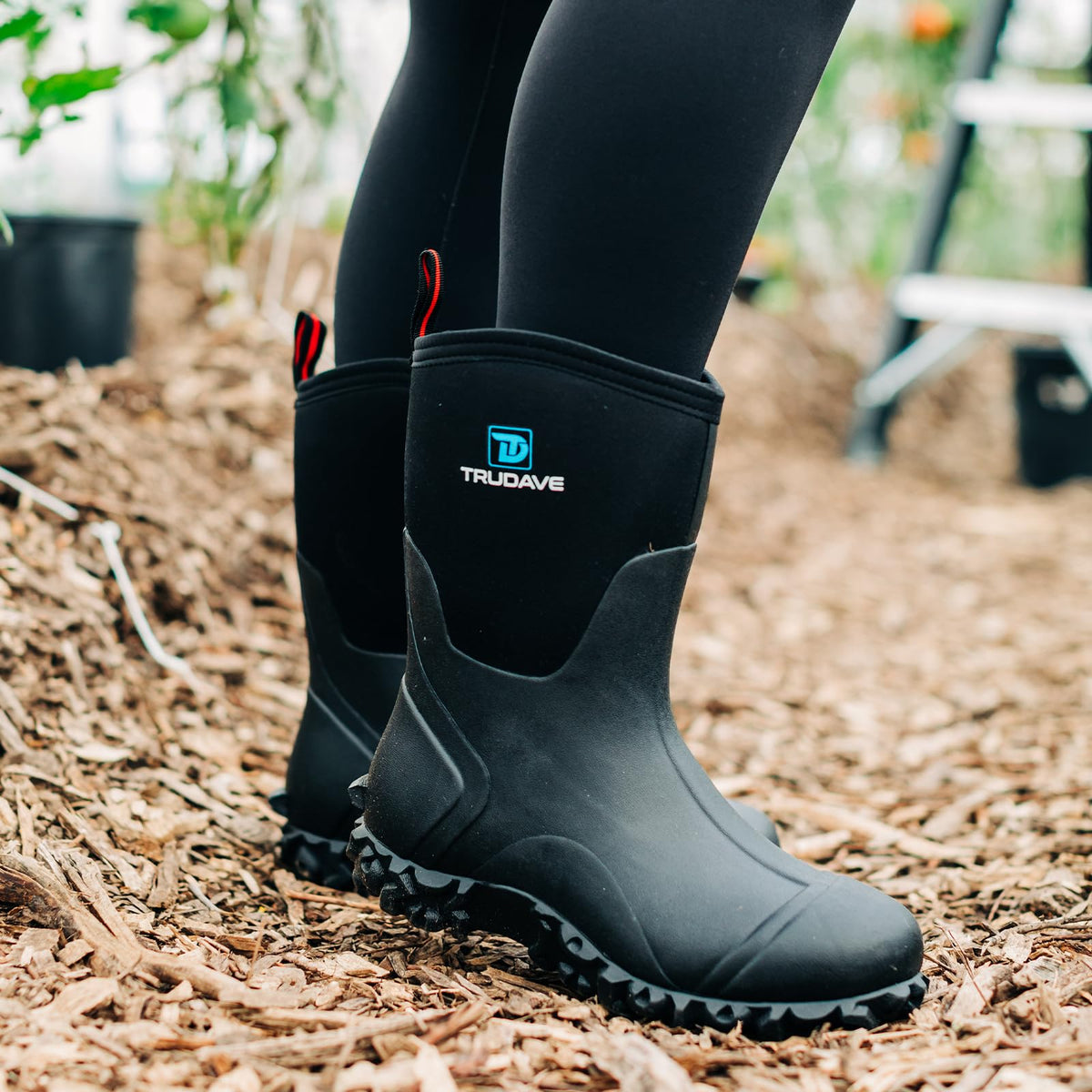 Rubber Boots with Steel Shank, 6mm Neoprene Mid Calf Rain Boots Z7327