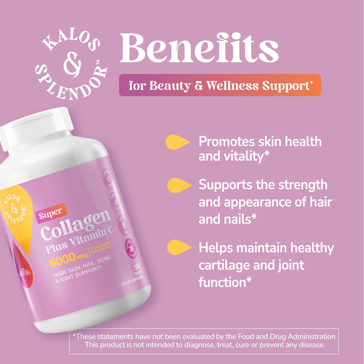 Collagen Vitamin C Tablets 6000mg 180 Count R9886
