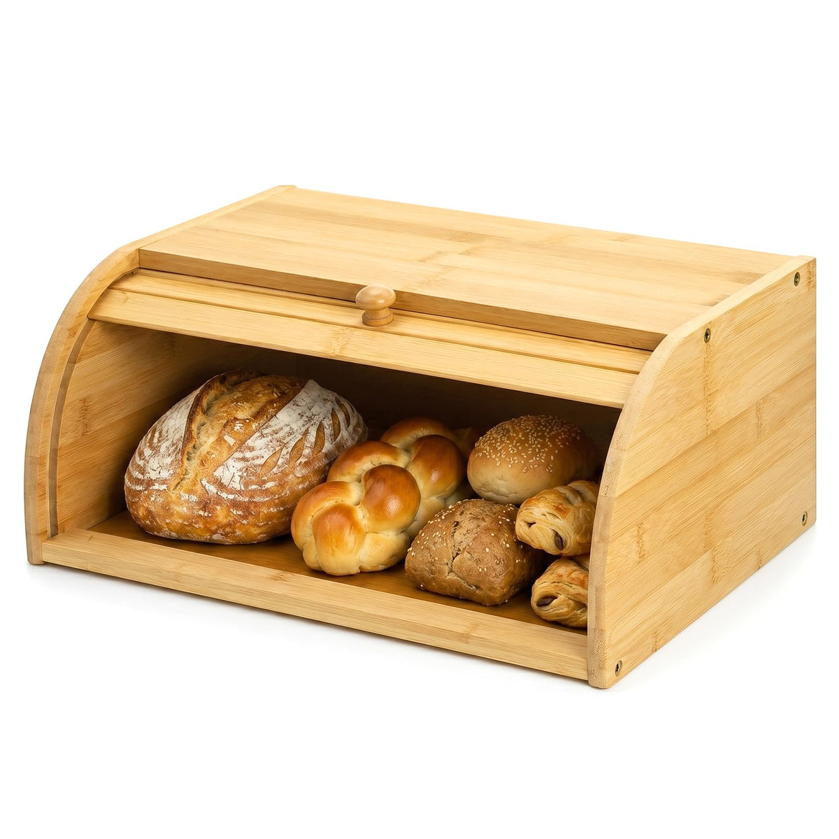 Large Natural Bamboo Roll Top Bread Box A7905