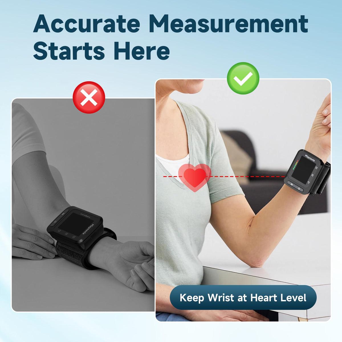 Wrist Blood Pressure Monitor, Backlit LCD, 5.3-8.5 in Cuff, Black S18018