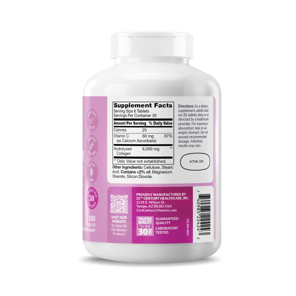Collagen Vitamin C Tablets 6000mg 180 Count R9886