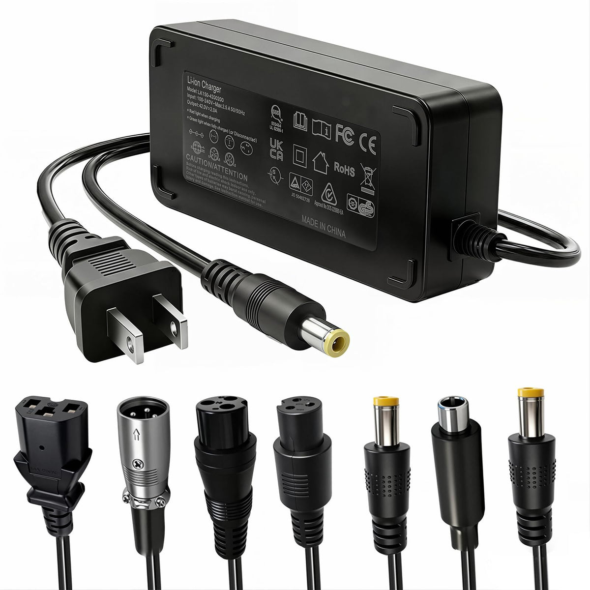 42V 2A Electric Scooter Charger with 7 in 1 Plugs Z324