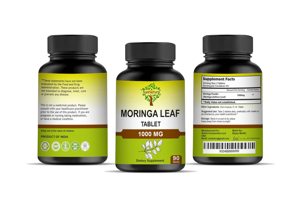 1000 mg Moringa Leaf Tablets, 90 Tablets D40131