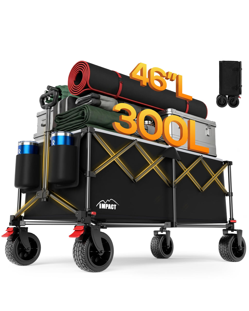 46" Collapsible Wagon Cart 300L Capacity H455
