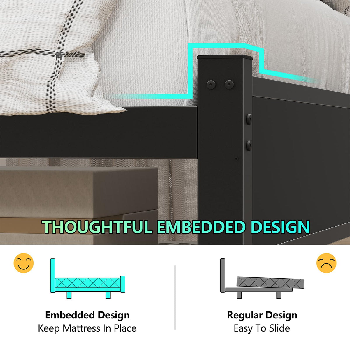 Twin Size Bed Frame with Storage Headboard and LED Lights P786