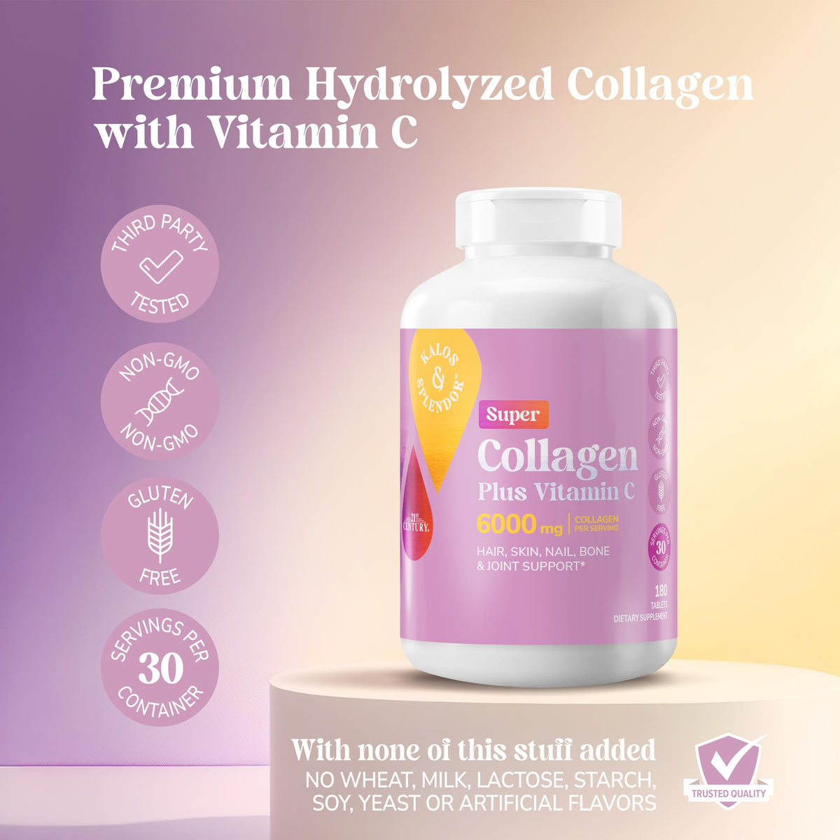 Collagen Vitamin C Tablets 6000mg 180 Count R9886