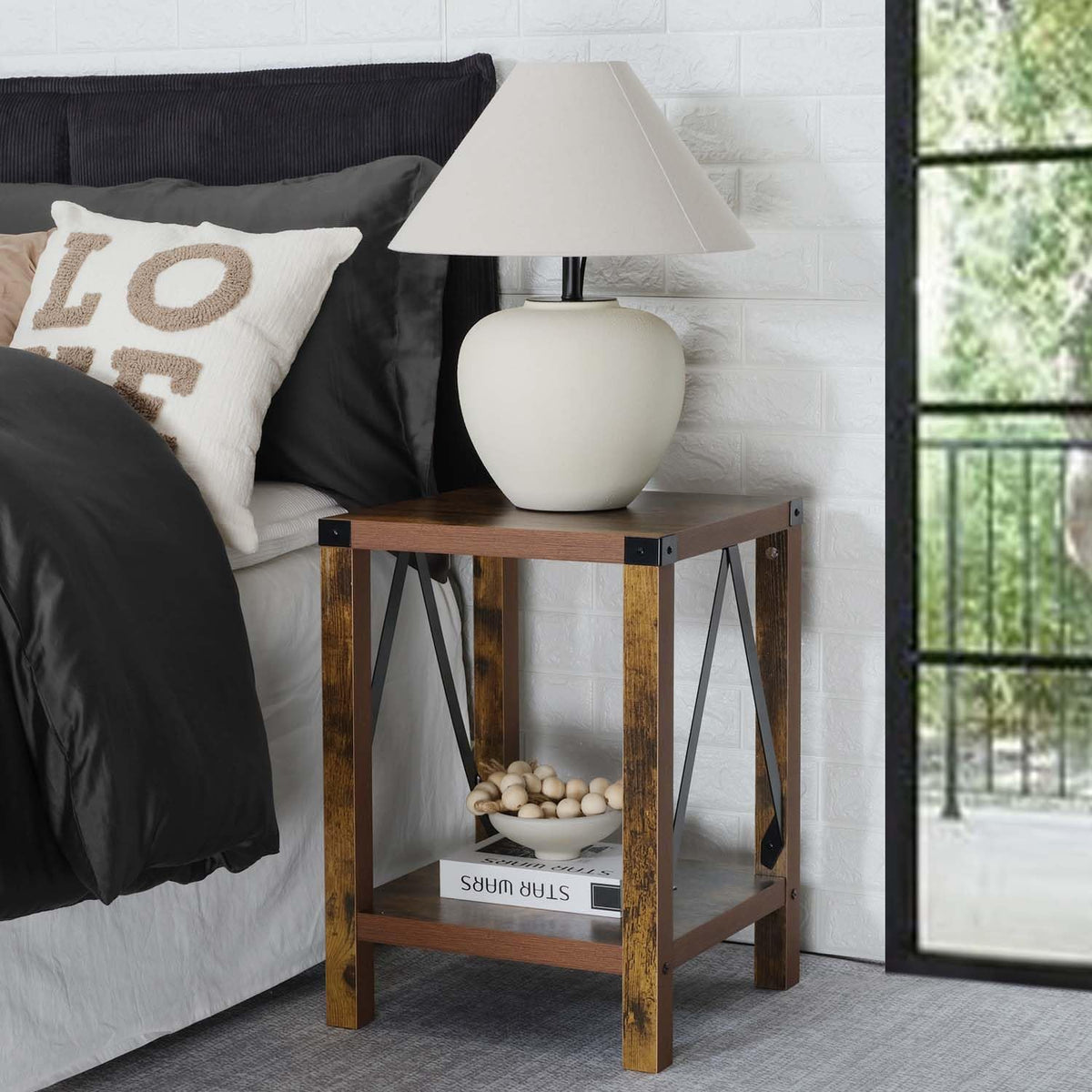 Brown 2-Tier Square End Table M734030