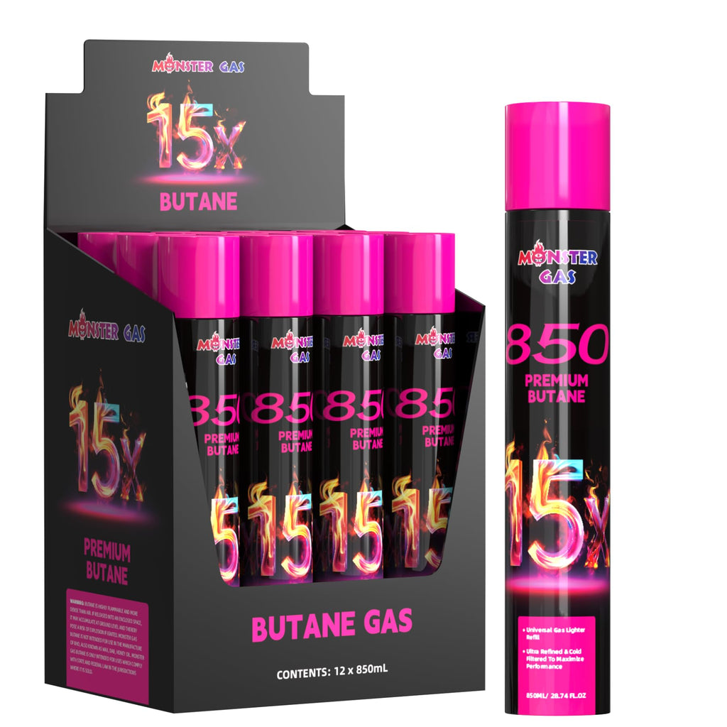 15x Ultra-Pure Butane Fuel Canisters 850ml, Pack of 12 D3059