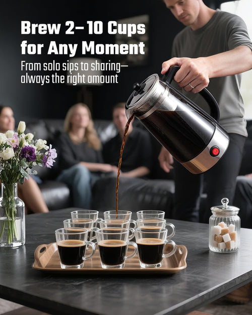 10-Cup Electric Percolator Coffee Pot with Borosilicate Carafe L8754